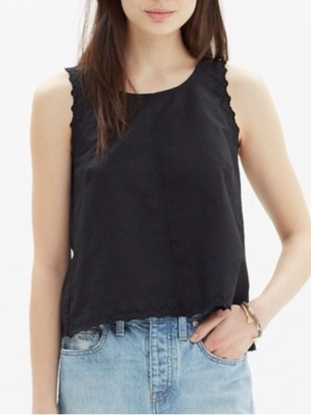 Madewell black wrap eyelet top size small